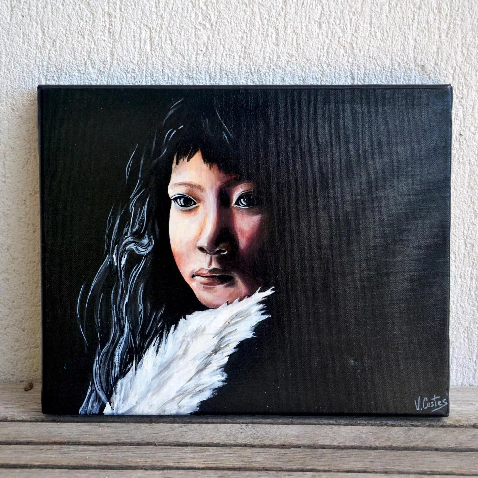 Jeune Fille Mongole en Clair Obscur, 22x27cm