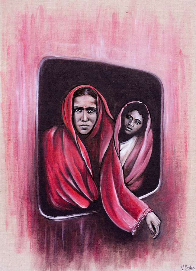 Femmes Indiennes dans le train, 46x33cm