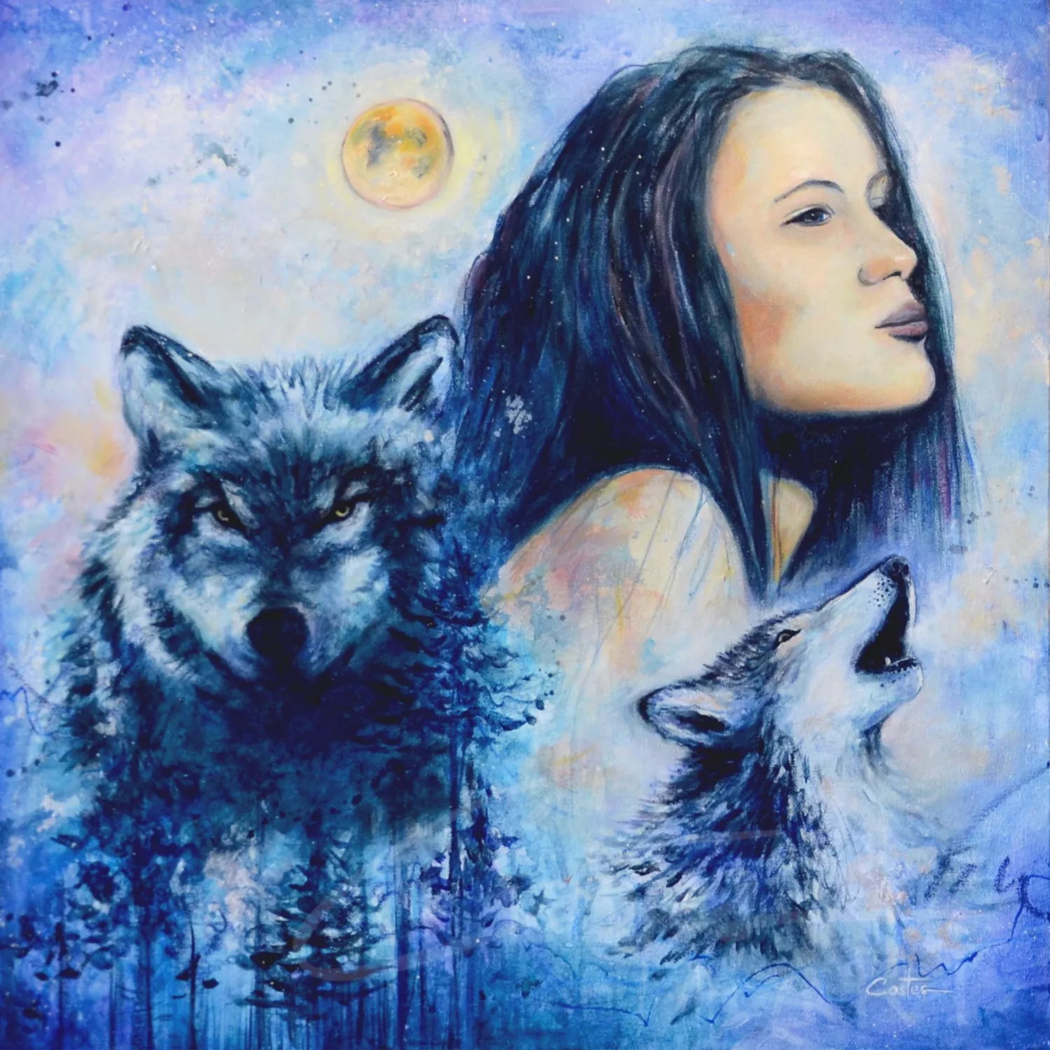 Femmes aux Loups, 50x50cm