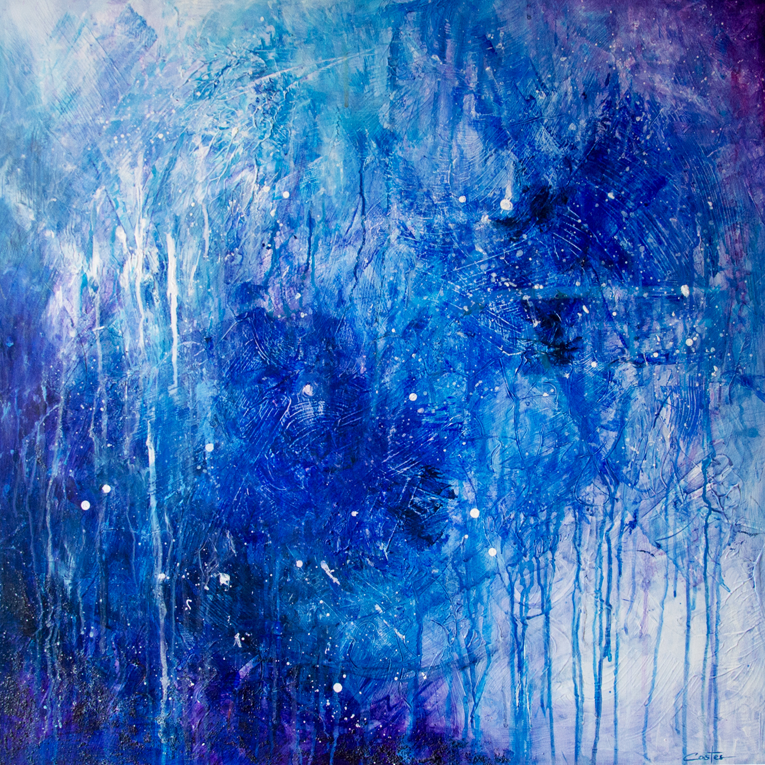 Abstrait Bleu, 60x60cm