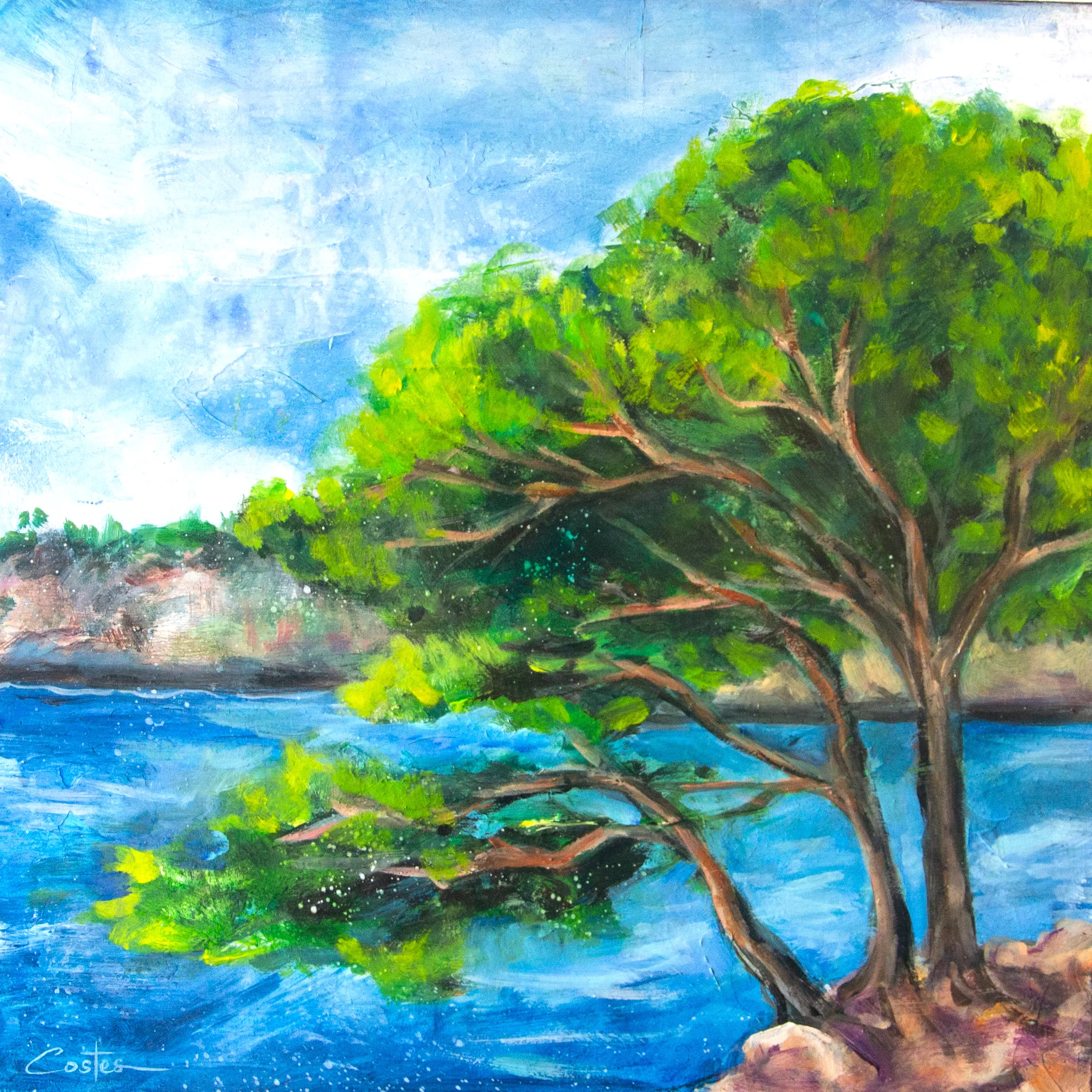 Calanques, 30x30cm (sur bois)